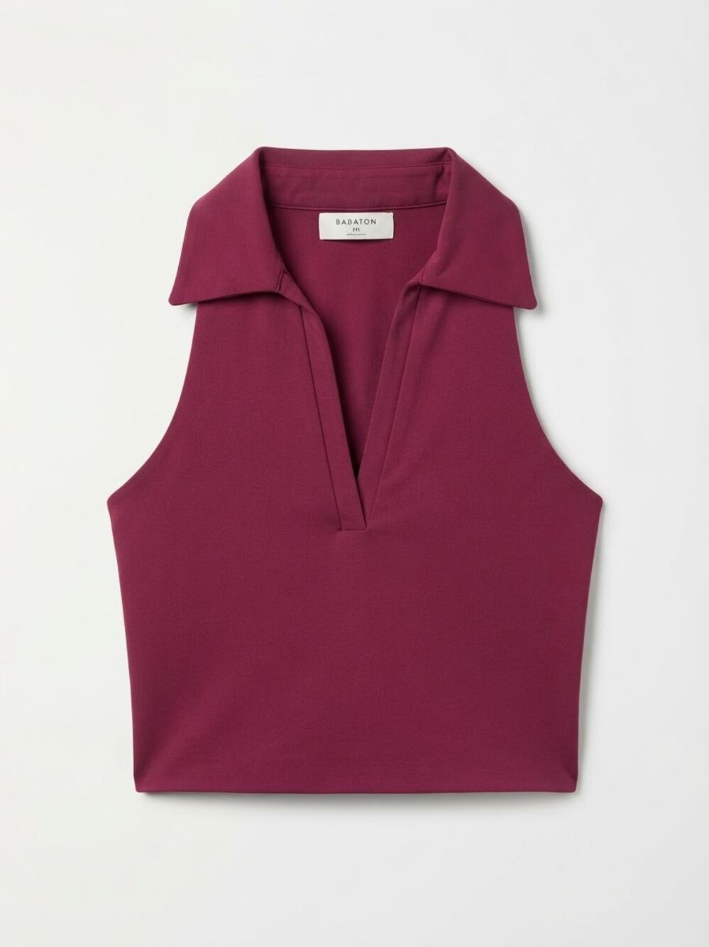 BABATON Plum Purple Halter Polo Crop Top Women 2XS Athletic Sleek sporty y2k